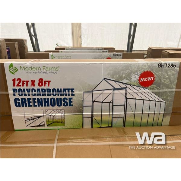 (UNUSED) 12X8 FT. POLYCARBONATE GREENHOUSE