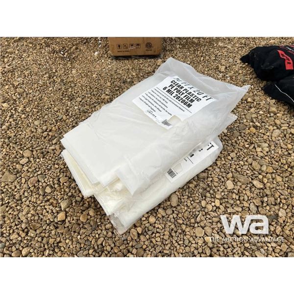 (UNUSED) (3) 20 FT X 20 FT CLEAR PLASTIC POLY FILM