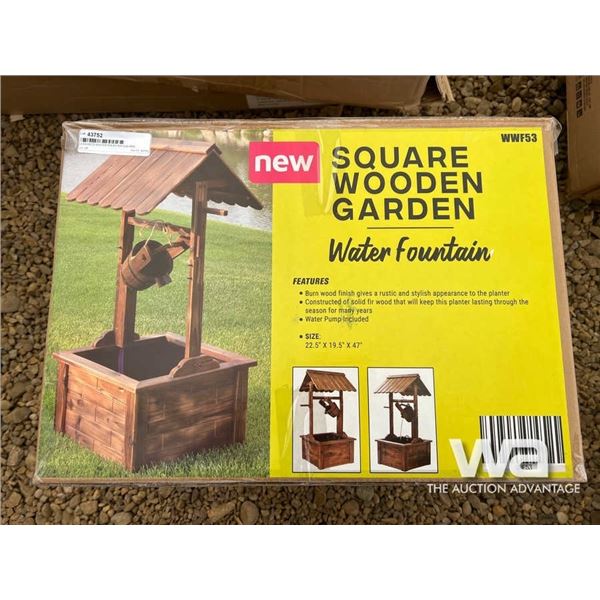 (UNUSED) WATER FOUNTAIN SQUARE WOODEN GARDEN