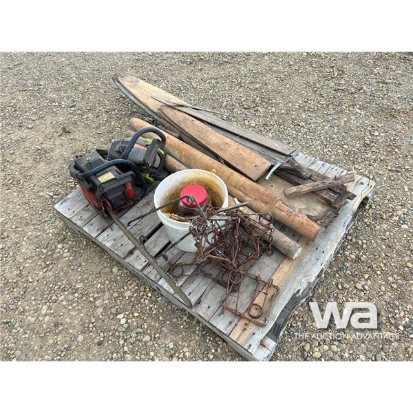 (2) CHAIN SAWS, CONIBEAR TRAPS, WOOD STRETCHERS