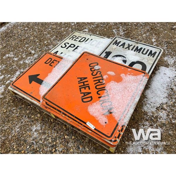 OBSTRUCTION AHEAD, REDUCE SPEED. DETOUR SIGNS