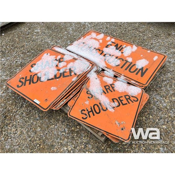 END CONSTRUCTION & SHARP SHOULDER SIGNS