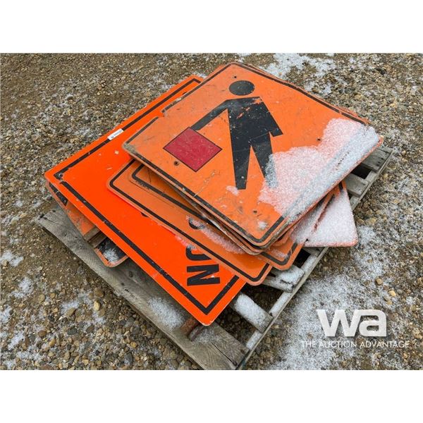 FLAGGER AHEAD & CONSTRUCTION AHEAD SIGN