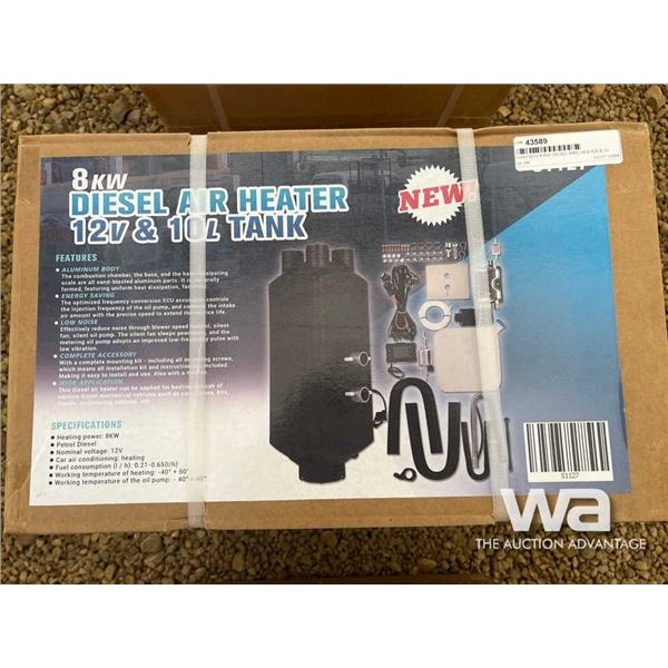 (UNUSED) 8 KW DIESEL AIR HEATER & 10 LITRE TANK