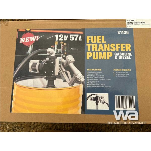 (UNUSED) 12V 15GPM FUEL TRANSFER PUMP