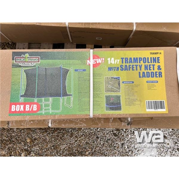 (UNUSED) 14 FT. TRAMPOLINE W/ SAFETY NET & LADDER