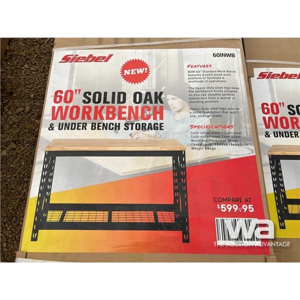 (UNUSED) 60" SOLID OAK WORKBENCH