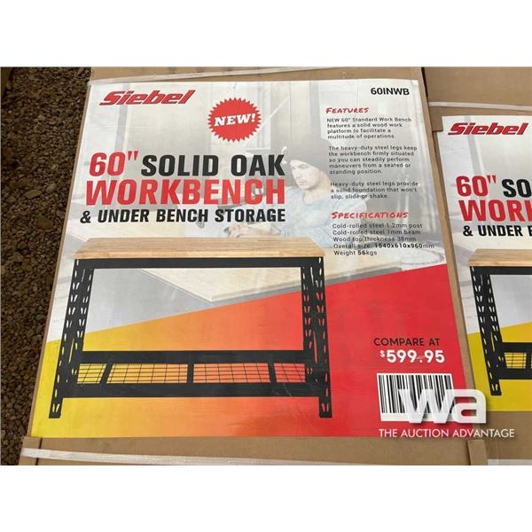 (UNUSED) 60" SOLID OAK WORKBENCH