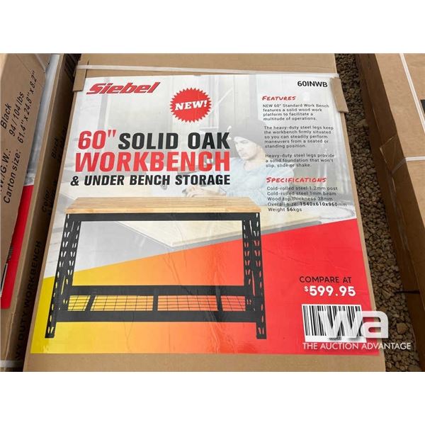 (UNUSED) 60" SOLID OAK WORKBENCH