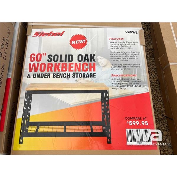 (UNUSED) 60" SOLID OAK WORKBENCH