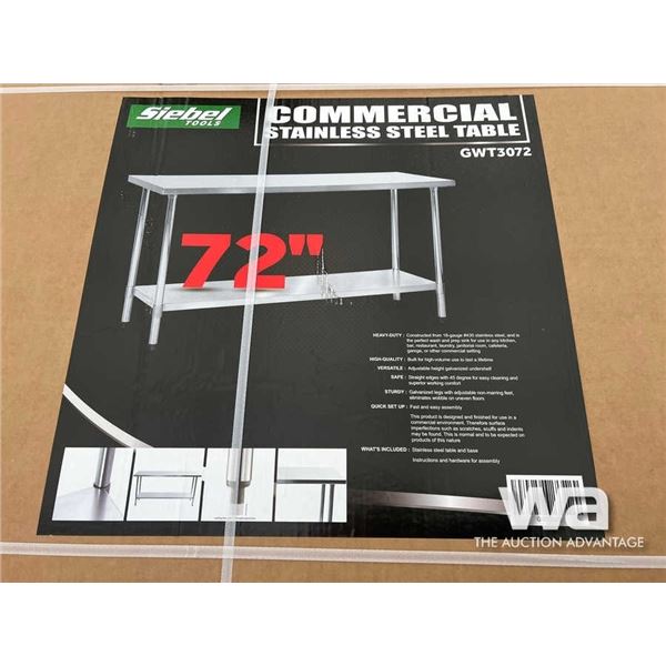 (UNUSED) SIEBEL 72" STAINLESS STEEL TABLE