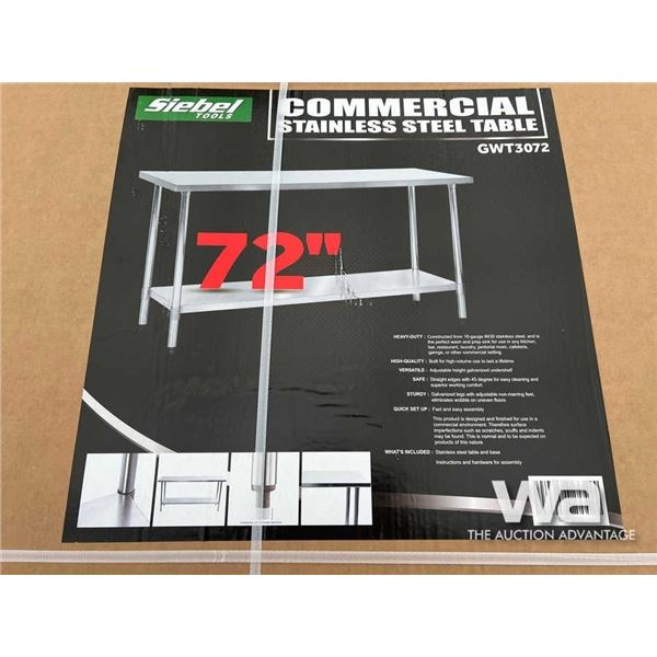 (UNUSED) SIEBEL 72" STAINLESS STEEL TABLE