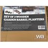 Image 3 : (UNUSED) 3 WOODEN GARDEN BARREL PLANTERS