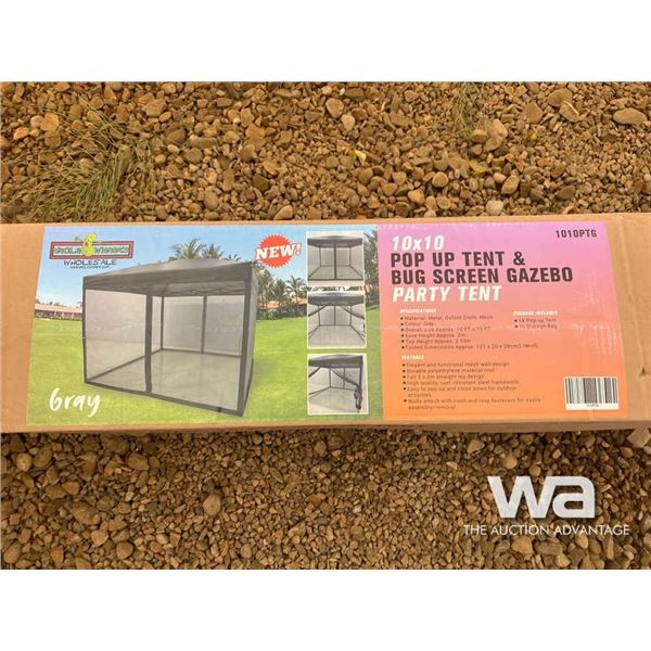 (UNUSED) 10 X 10 FT. POP UP TENT & BUG SCREEN
