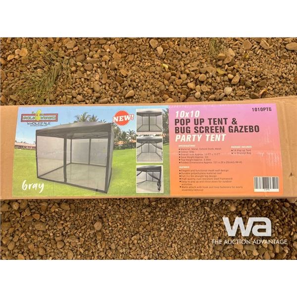 (UNUSED) 10 X 10 FT. POP UP TENT & BUG SCREEN