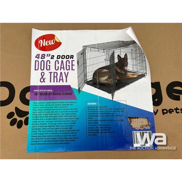 (UNUSED) 48" TWO DOOR DOG CAGE