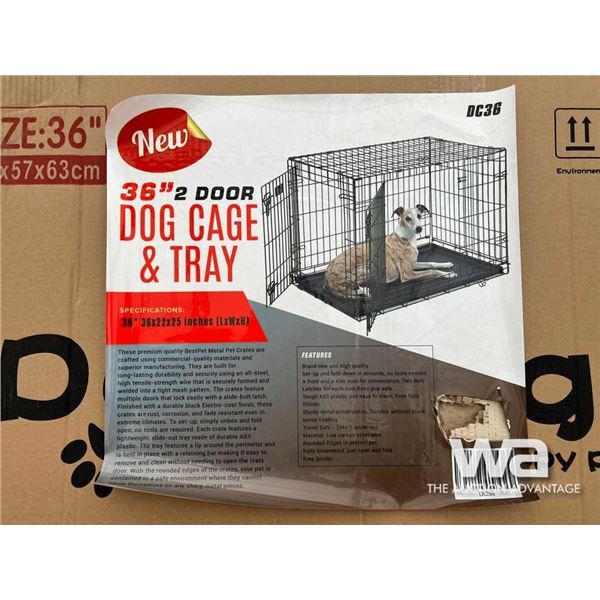 (UNUSED) 36" TWO DOOR DOG CAGE