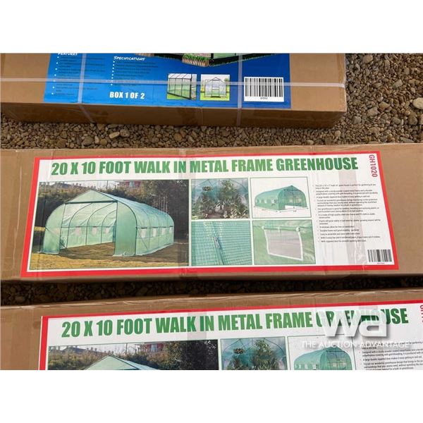 (UNUSED) 20 X 10 FT WALK-IN METAL FRAME GREENHOUSE