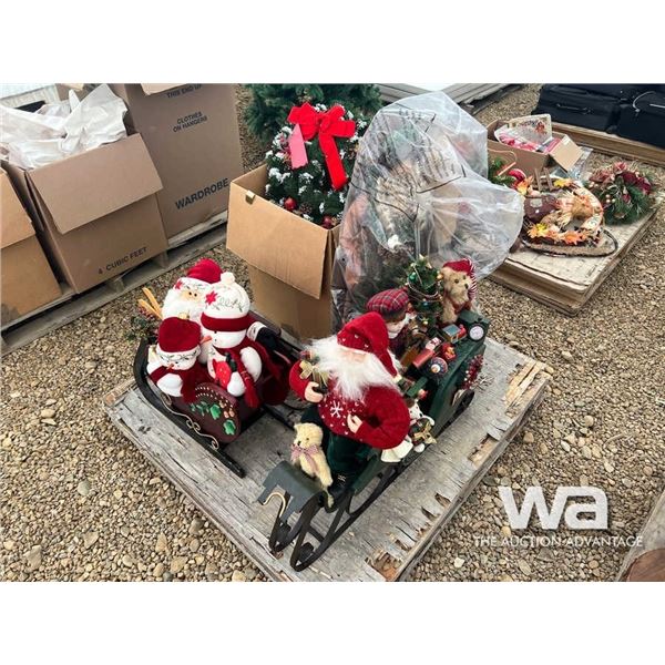 (2) CHRISTMAS SLEIGHS, WREATH, WISE MAN