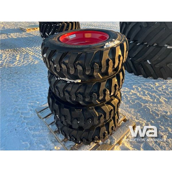 (4) GRIZZLY 10-16.5 SKIDSTEER TIRES & RIMS