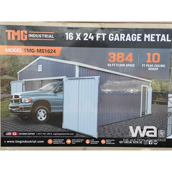 TMG 16 X 24 FT. METAL SHED W/ DOUBLE FRONT DOORS
