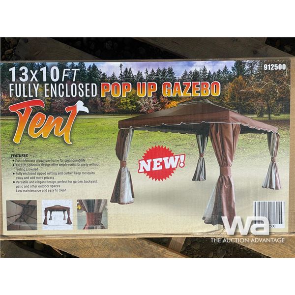 13 X 10 FT. FULLY ENCLOSED POP UP GAZEBO