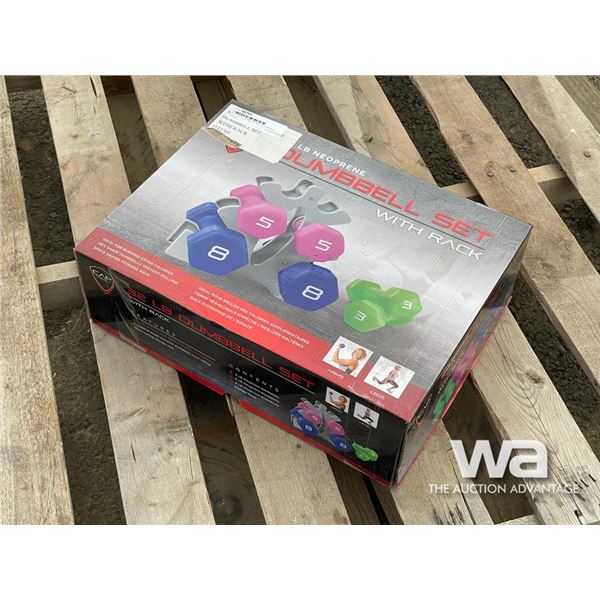 DUMBELL LIFTING WEIGHT SET W/RACK