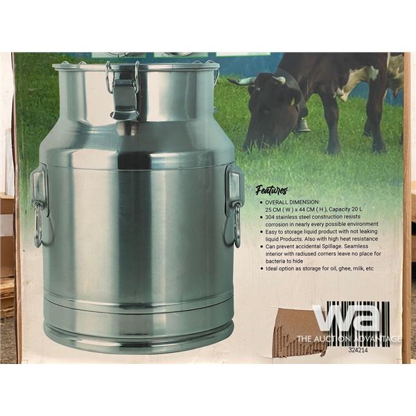 20 L. STAINLESS STEEL MILK JUG