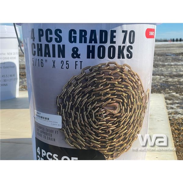 (4) PCS 70 GRADE CHAIN W/ GRAB HOOKS