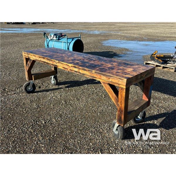 94 IN. X 29 IN. WOOD WORK BENCH ON WHEELS
