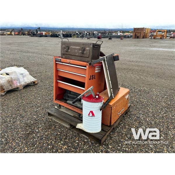 RED TOOL BOXES, ORANGE TOOL BOX, OIL PUMP