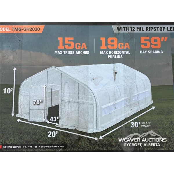 TMG 20 X 30 FT. TUNNEL GREENHOUSE