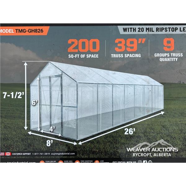 TMG 8 X 26 FT. STEEL FRAME GREENHOUSE