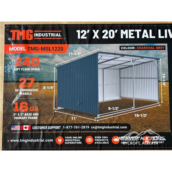 TMG 12 X 20 FT. GALVANIZED METAL LIVESTOCK SHED