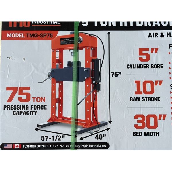TMG 75 TON CAPACITY HYDRAULIC SHOP PRESS