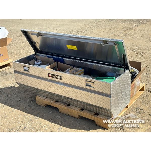 ALUMINUM TOOL BOX W/MISC SHOP PARTS