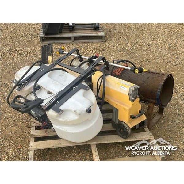 5 TON LOG SPLITTER W/ATV SPRAYER, & SHOP HEATER