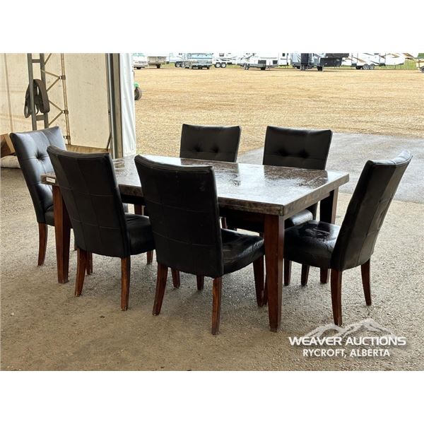 MARBLE TABLE WITH (6) CHAIRS