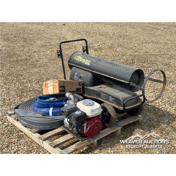 CONTRACTOR HEATER W/WATER PUMP & LAY FLAT HOSE