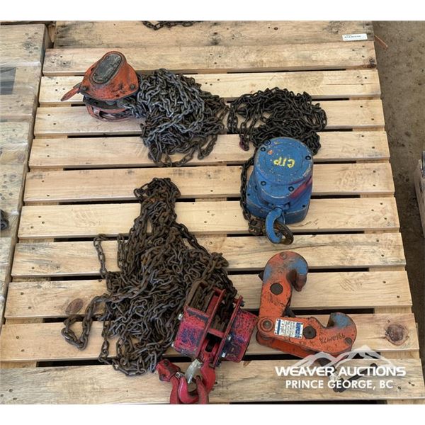 (3) ASSORTED MANUAL CHAIN HOIST & LIFTING CLAMP