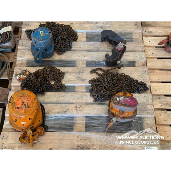 (3) ASSORTED MANUAL CHAIN HOIST & LIFTING CLAMP