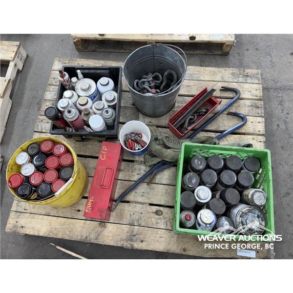 QUANTITY GREASE,CUTTING OIL & (1)BUCKET OF SHACKLE