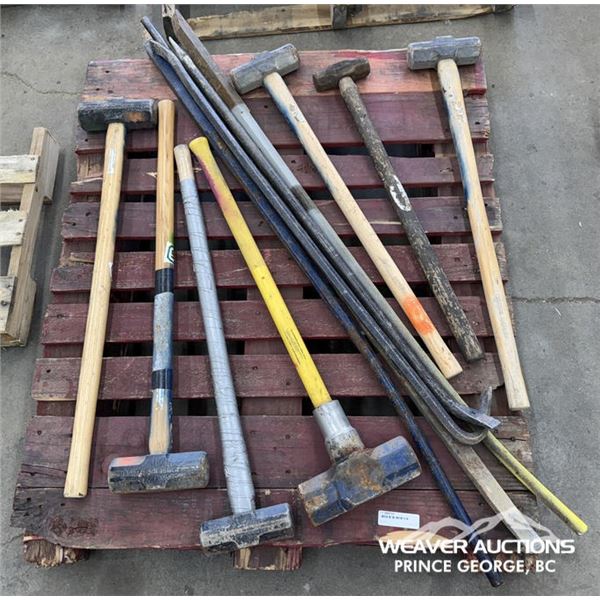 (7) SLEDGE HAMMERS & (5) WRECKING BARS