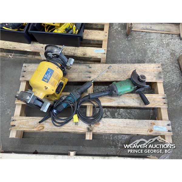 BENCH GRINDER, ANGLE GRINDER & HAND ROUTER