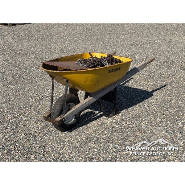 WHEEL BARROW W/ PLATE STEEL & SKID STEER CHAINS