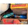 Image 14 : (5) GAS CANS,(2) PROPANE TANKS, FILE CABINET