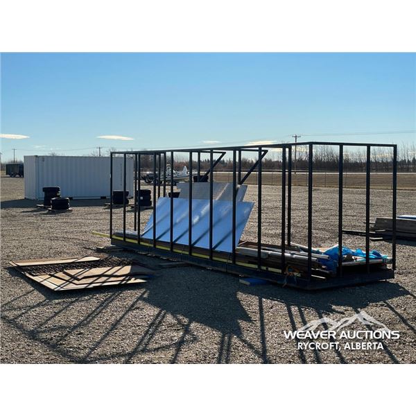 INDUSTRIAL STORAGE RACK ON SKID W/MISC SCRAP METAL
