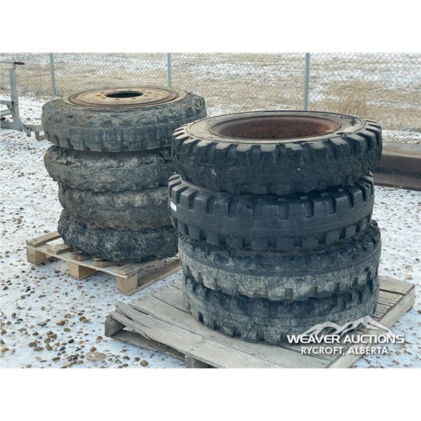 (8) MISC RISLEY MULCHER 8.25 X 20 TIRES & RIMS