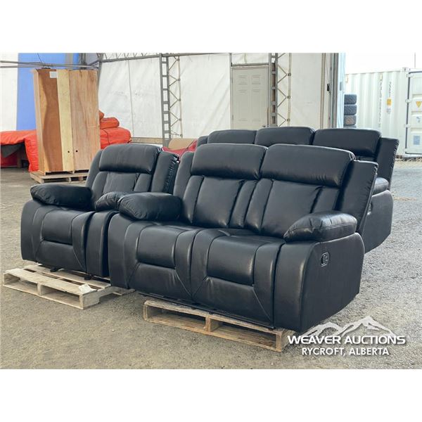 RECLINING LEATHER SOFA W/LOVESEAT & CHAIR