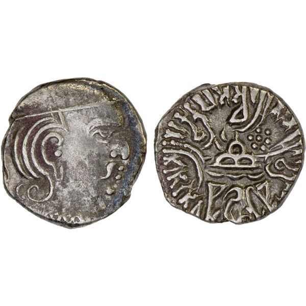 WESTERN KSHATRAPAS: Simhasena b. Rudrasena, 378-385, AR drachm (2.13g), VF-XF
